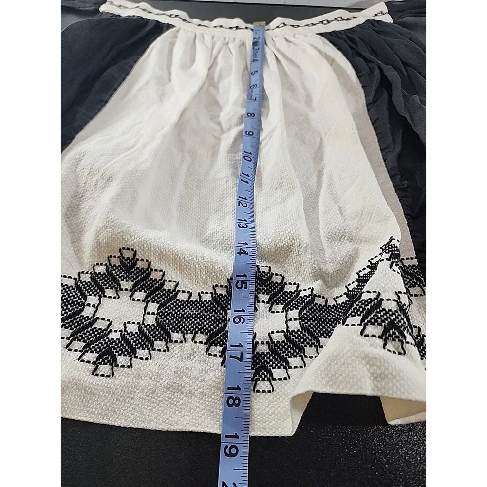 Vintage Embroidered‎ Black White Hostess Half Apron Shabby Cottage Retro MCM